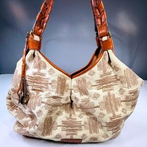 Lucky Brand, Embroidered Hobo Bag, Braided Leather Handles